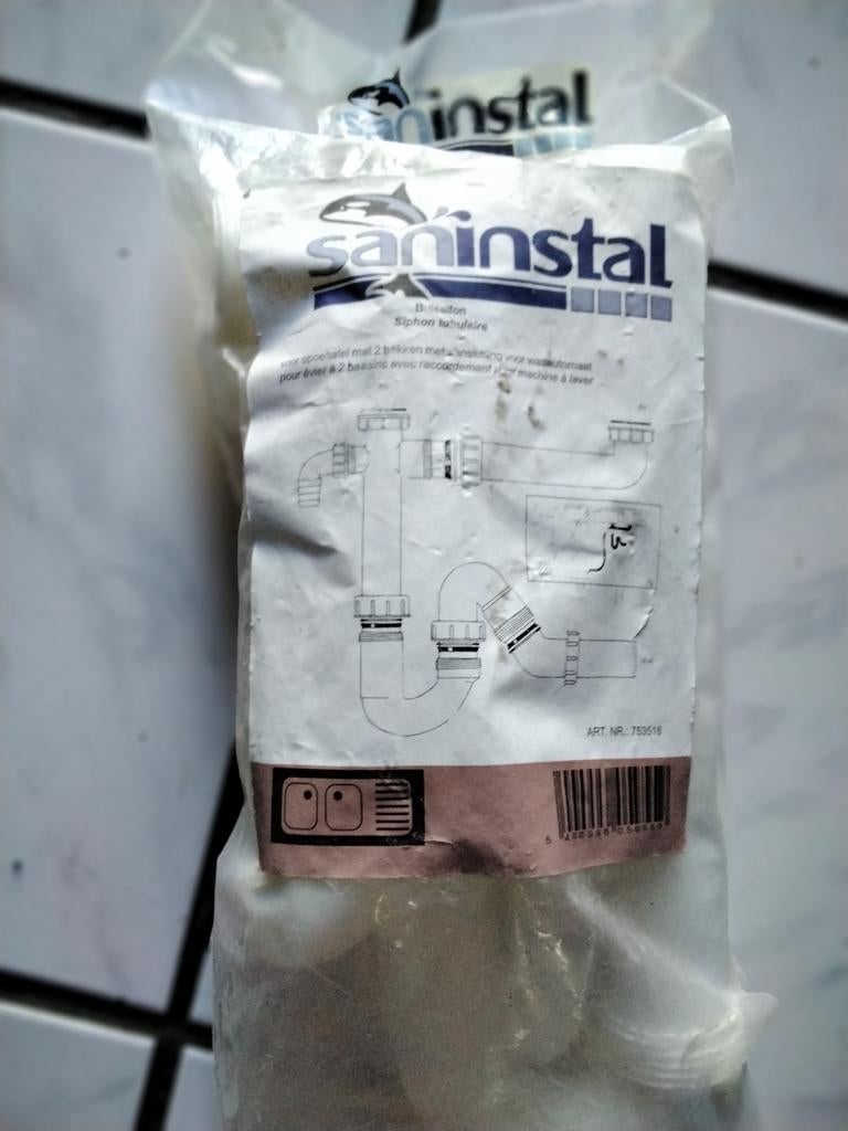 Neuf - Syphon pour évier double + machine à laver emballage, Bricolage & Construction, Sanitaire, Enlèvement ou Envoi, Neuf, Autres types