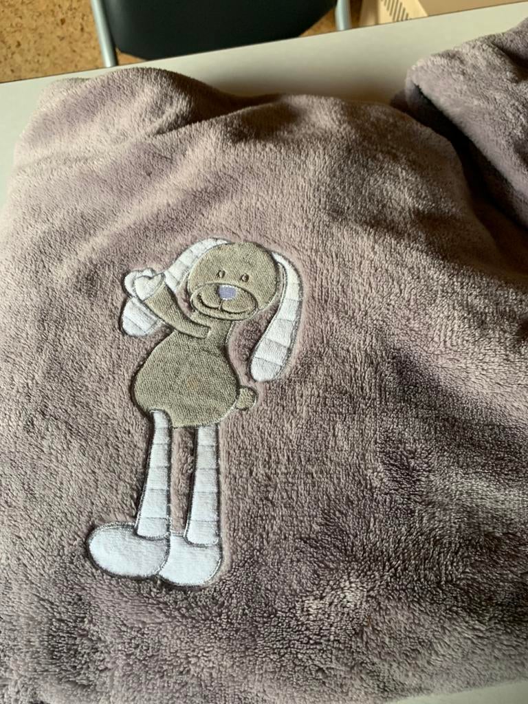 Fleece dekbedovertek met kussensloop voor babybed., Kinderen en Baby's, Ophalen, Grijs, Jongetje of Meisje, Dekbedovertrek