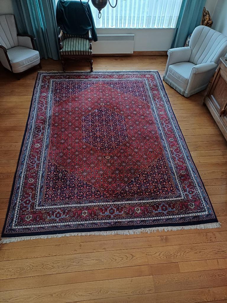TAPIS PERSAN    BIDJAR    346 x 255  (avec certificat), Maison & Meubles, 200 cm ou plus, Bleu, Enlèvement, Utilisé