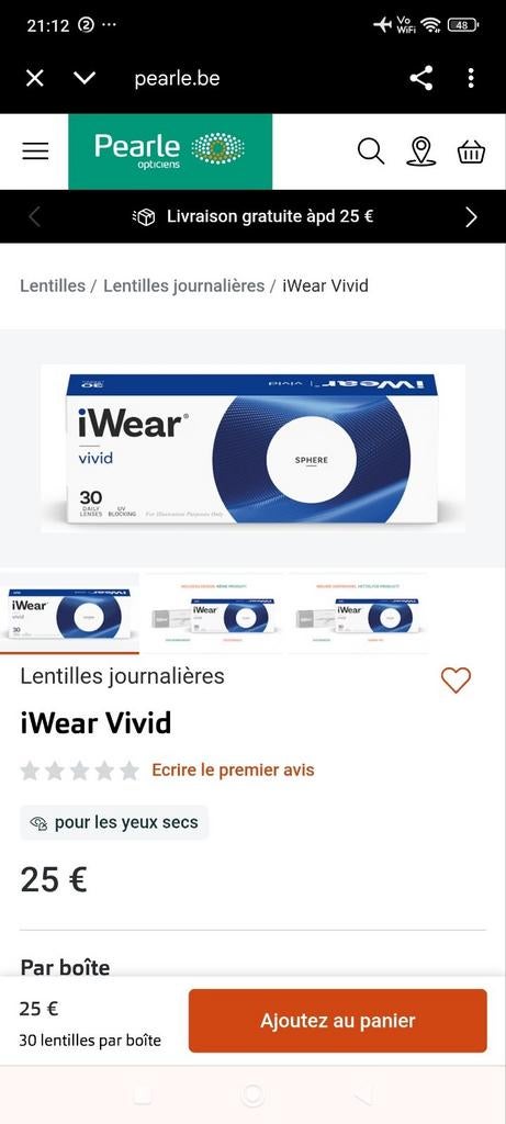 Contactlenzen 30 dagen -3,75, Ophalen of Verzenden