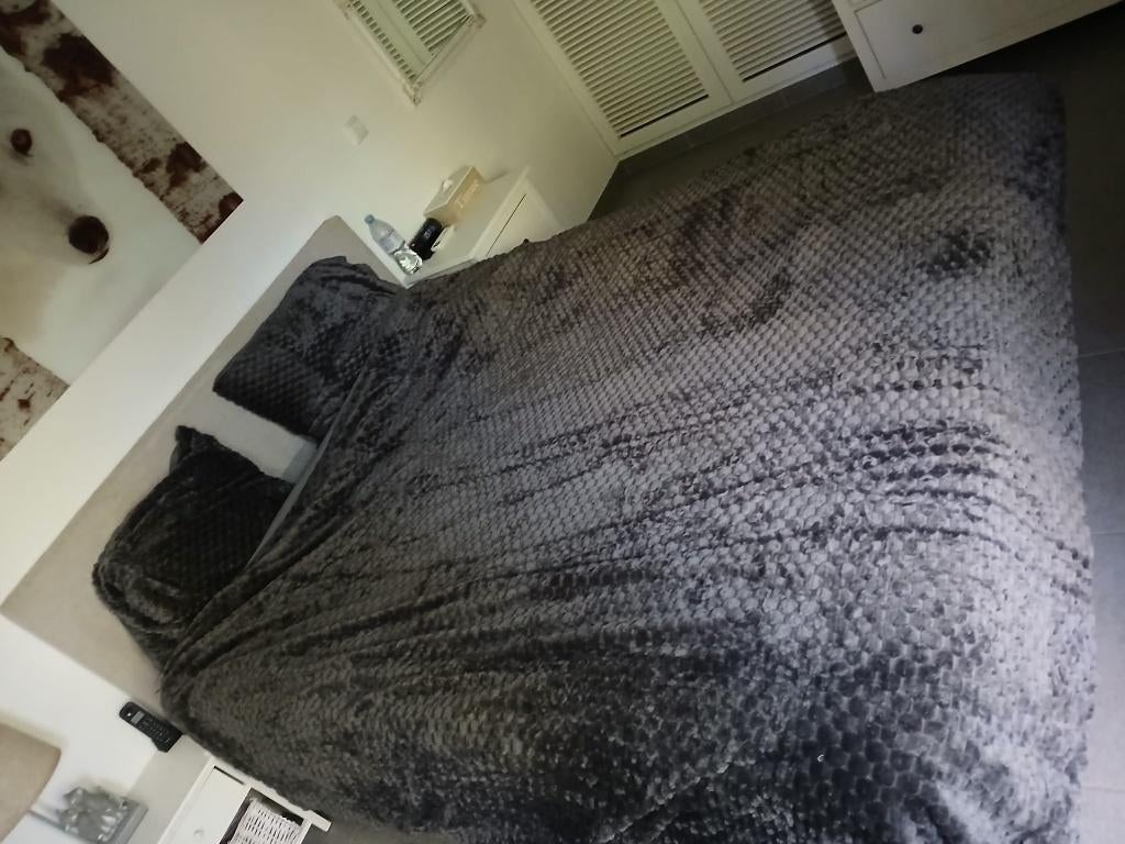 NIEUWE antracietgrijze fleece dekbedovertrek 240 op 200/220, Dekbedovertrek, Ophalen of Verzenden, Grijs, Nieuw