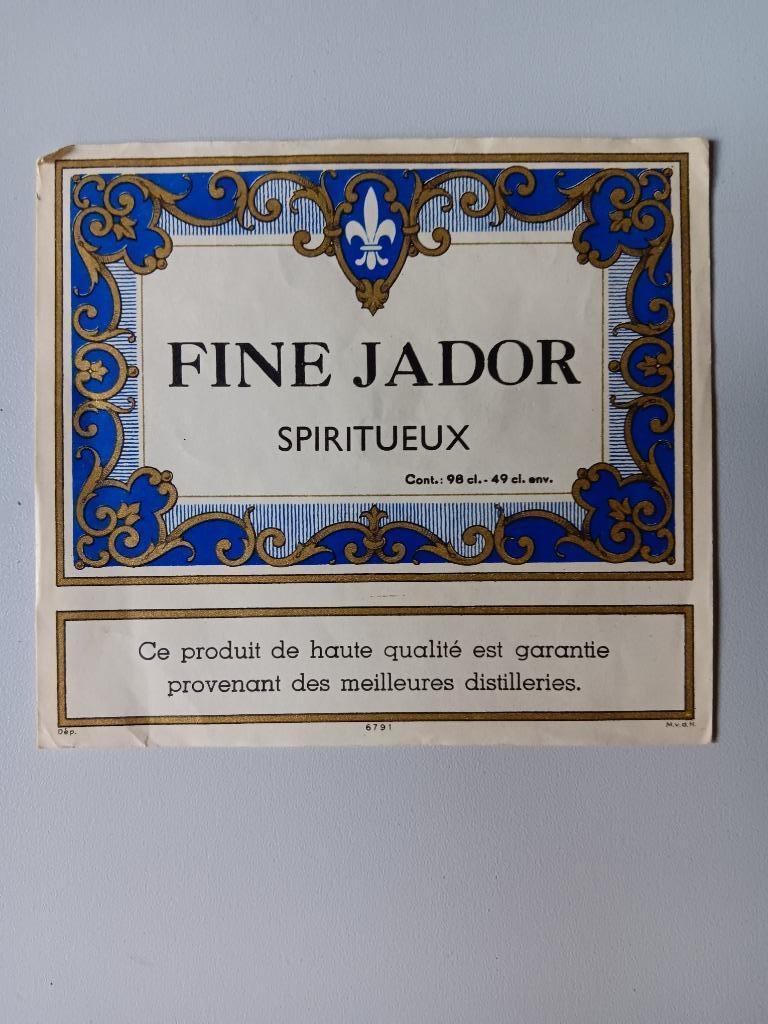 Etiket genever Fine Jador Doornik, Verzamelen, Merken en Reclamevoorwerpen, Ophalen of Verzenden, Gebruikt, Overige typen