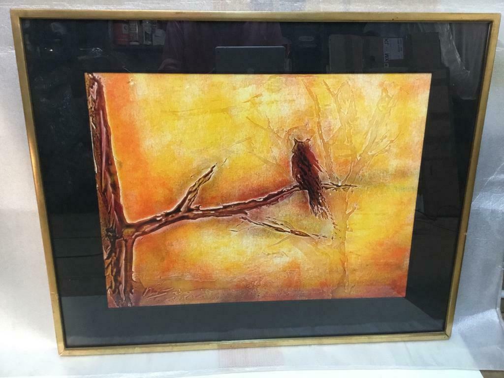 Schilderij dat een uil voorstelt..