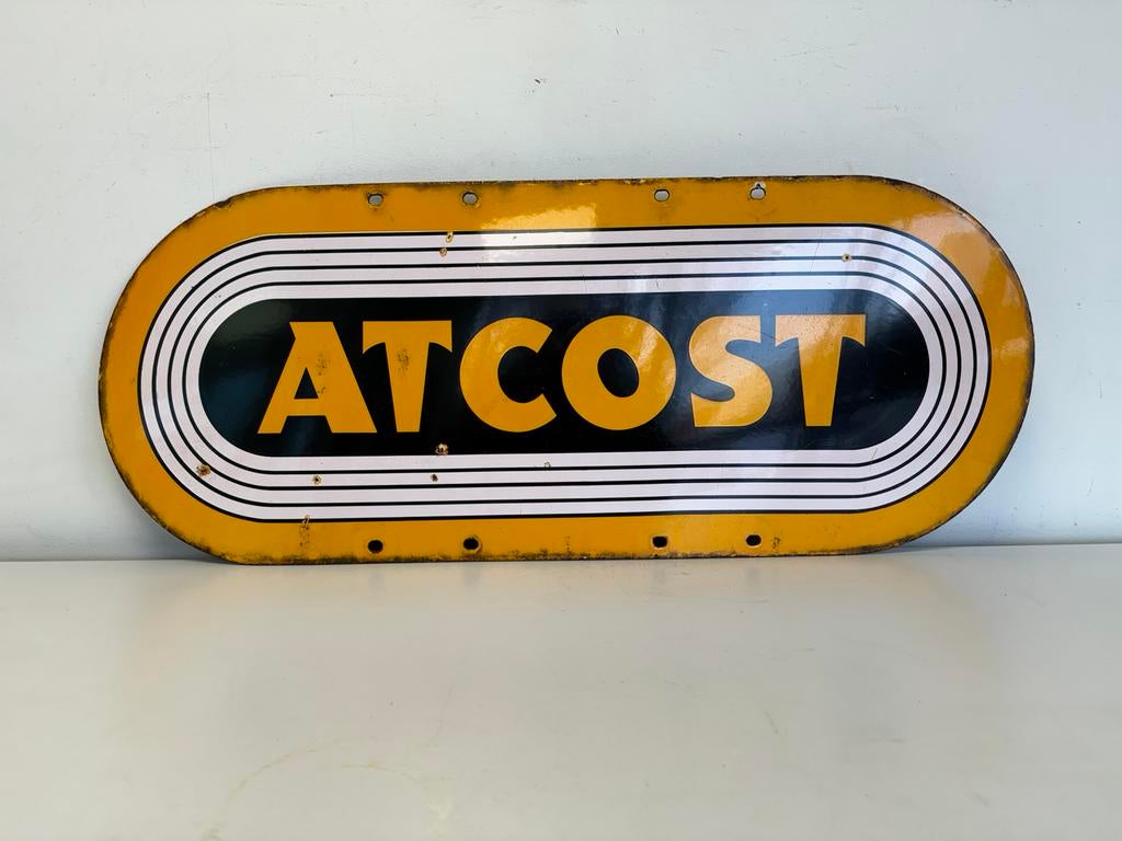 Enseigne publicitaire émaillée ATCOST, Enlèvement ou Envoi, Utilisé, Panneau publicitaire