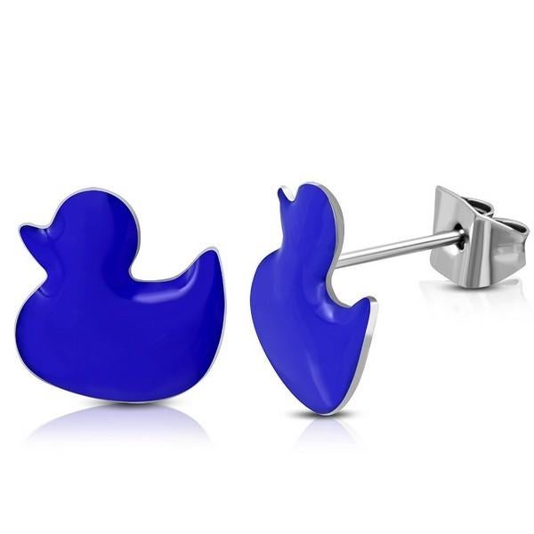 Boucle d'oreille en forme de canard bleu en acier inoxydable, Bijoux, Sacs & Beauté, Boucles d'oreilles, Enlèvement ou Envoi, Autres matériaux