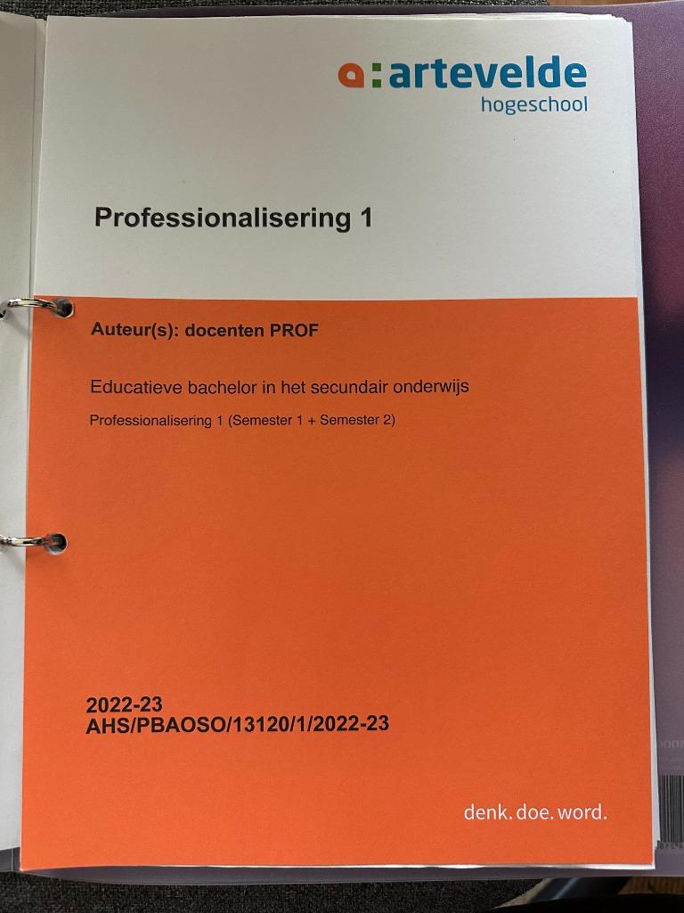 cursus Professionalisering 1 - lerarenopleiding Artevelde, Boeken, Ophalen of Verzenden, Zo goed als nieuw, Overige niveaus