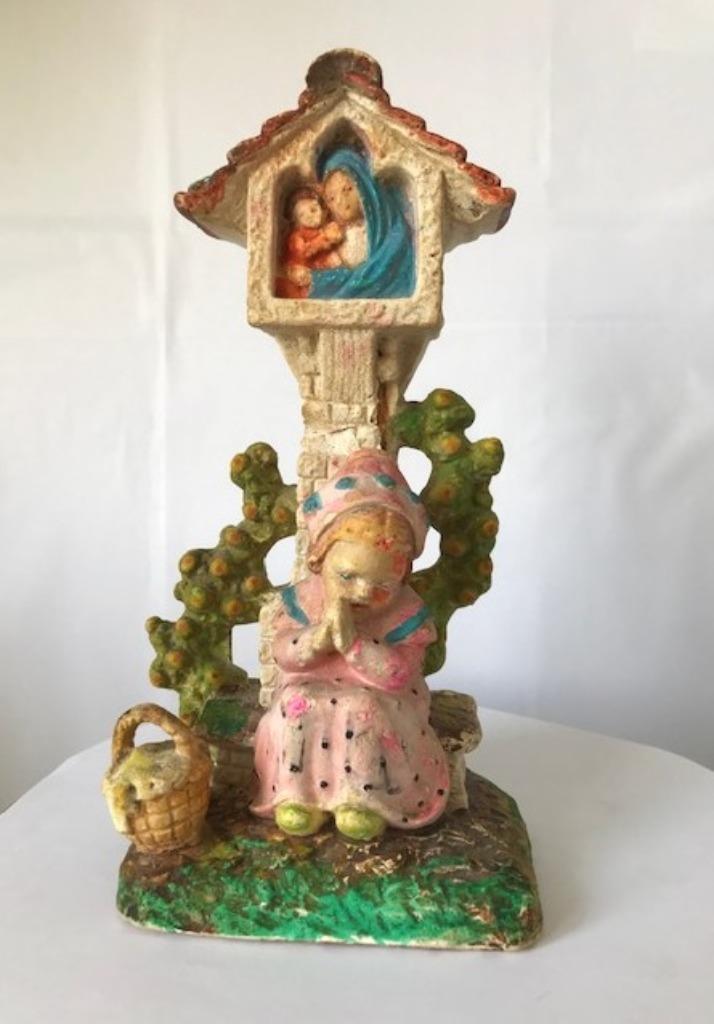 Kapelletje Art Brabancon biddend meisje O.L.V. beeld😍💑🤗👌, Handgemaakt, Gips, Ophalen of Verzenden, 20 - 50 cm