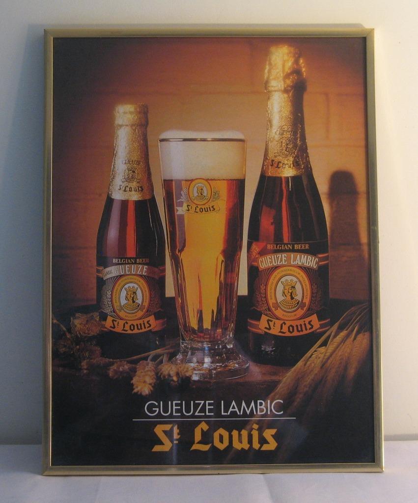 RECLAMEBORD  ST LOUIS  GUEUZE  LAMBIC  INGEKADERD  ( 108 ), Ophalen, Gebruikt, Reclamebord, Plaat of Schild, Overige merken
