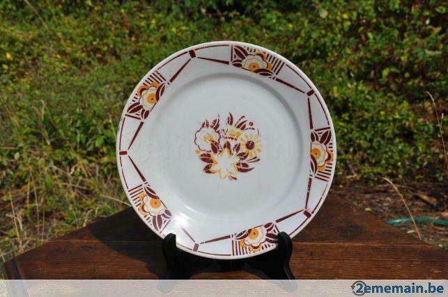 assiette saint ghislain fleur brune et jaune, Antiek en Kunst, Ophalen of Verzenden