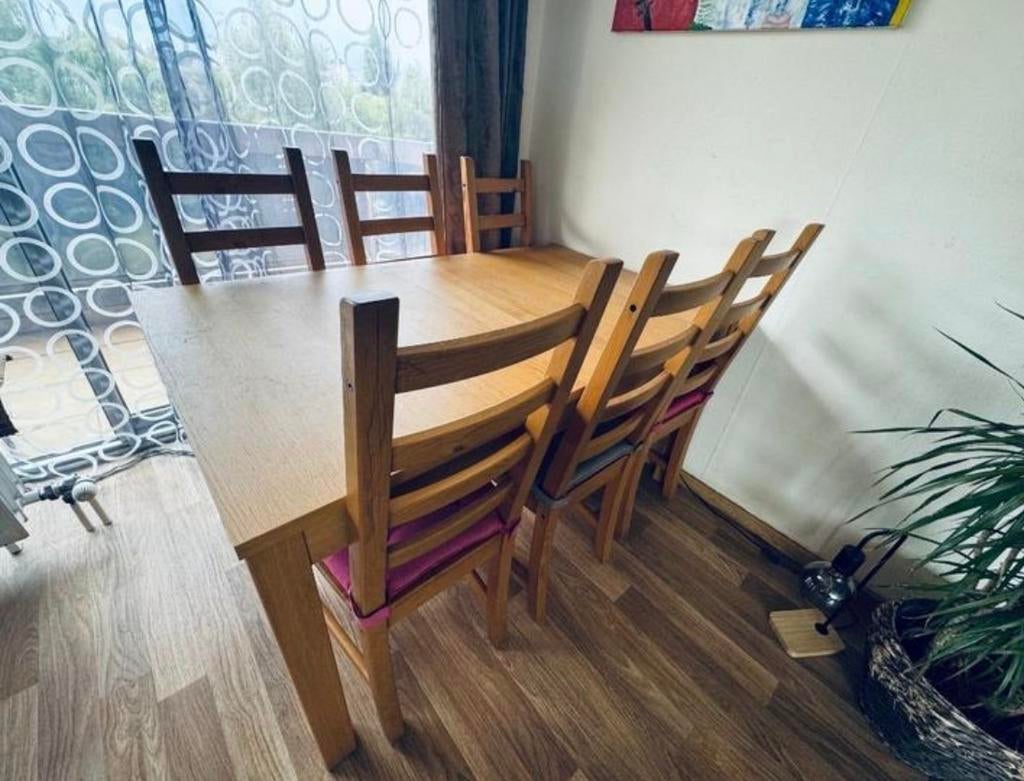 Table extensible avec 6 chaises, 100 à 150 cm, Cinq personnes ou plus, Comme neuf, Enlèvement