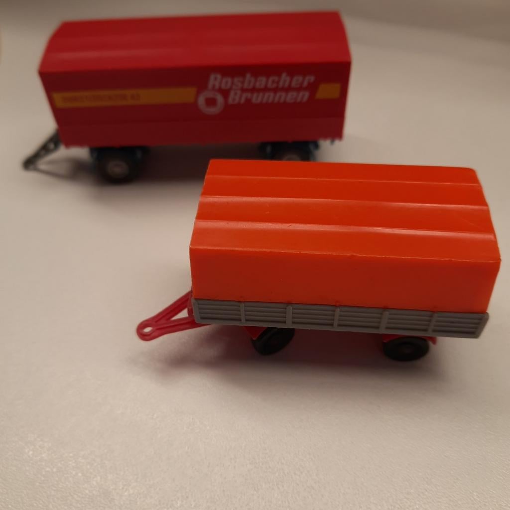 2 REMORQUES À ÉCHELLE HO WIKING et MAJORETTE, Enlèvement, Comme neuf, Bus ou Camion, Majorette