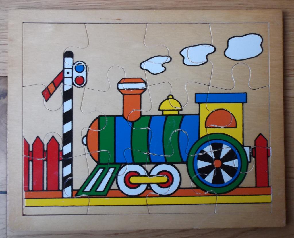 Puzzle Locomotive/Locomotief puzzel vintage, Ophalen, 10 tot 50 stukjes, Gebruikt, Van hout