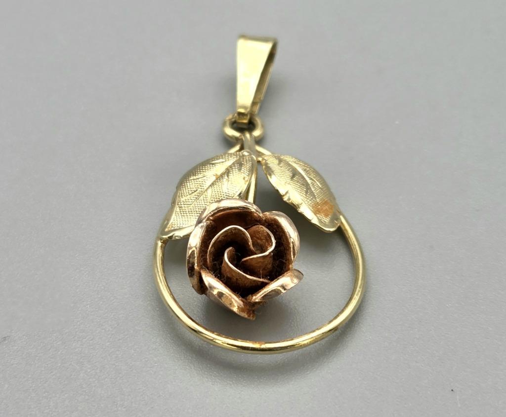 Theodor Klotz Design bi-color gouden rozen hanger. 2025/621, Verzenden, Zo goed als nieuw, Bloem of Plant, Goud