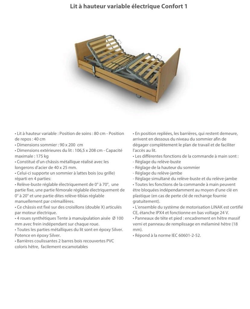 Lit médicalisé, Enlèvement, Comme neuf