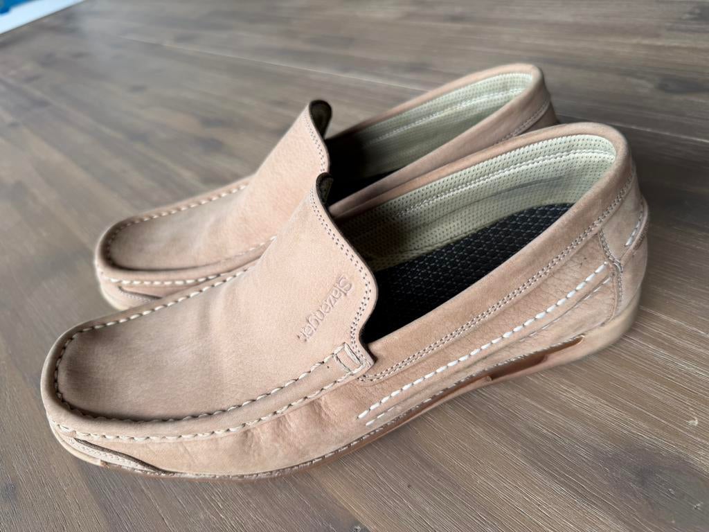 Beige nubuck moccassins voor heren - maat 43, Kleding | Heren, Schoenen, Ophalen, Overige kleuren, Espadrilles of Moccasins, Gedragen