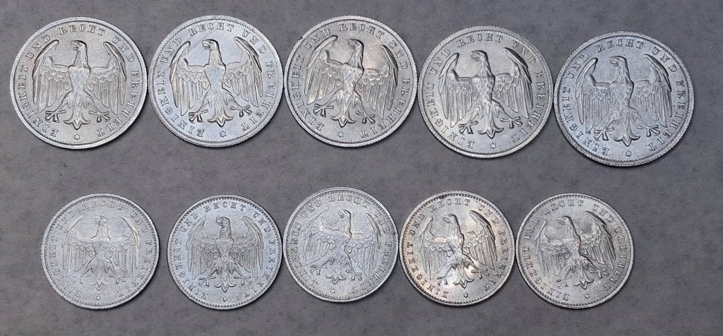 Munten van het Duitse Keizerrijk en de Weimarrepubliek, Verzenden, Duitsland, Losse munt