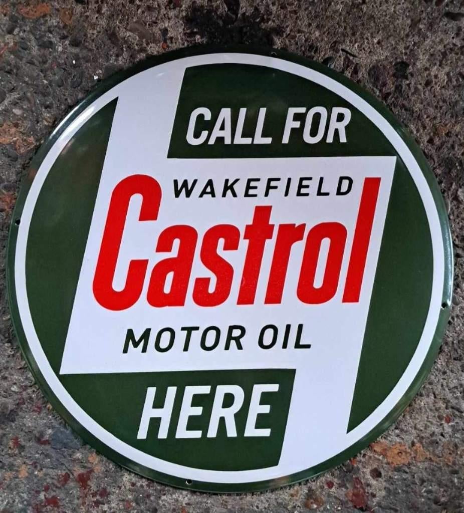 Castrol mooi emaillen reclame decoratie bord garage showroom, Enlèvement ou Envoi, Comme neuf, Panneau publicitaire