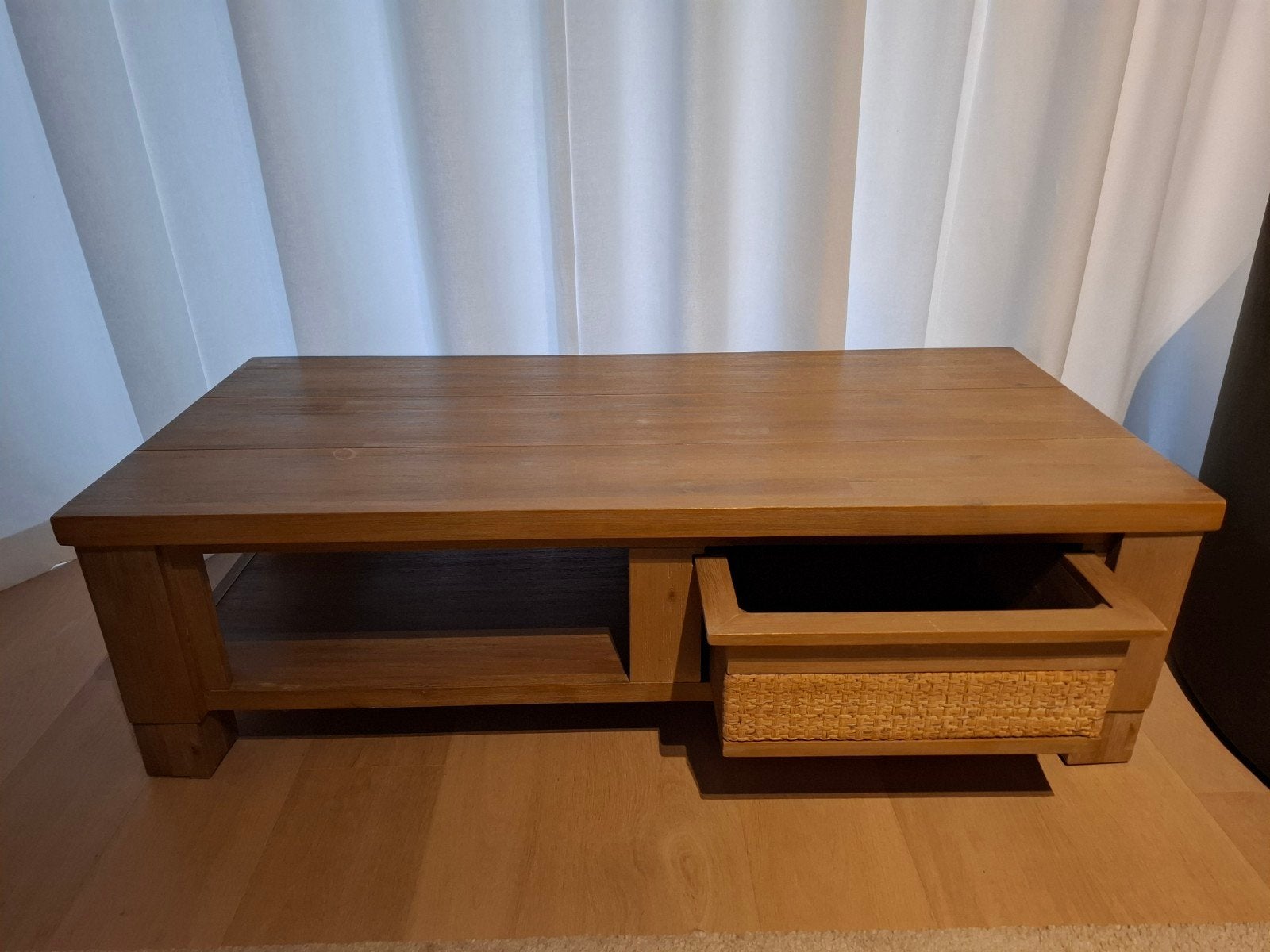 Salontafel in eikengrijze kleur, Ophalen, Gebruikt, 100 tot 150 cm, Eikenhout