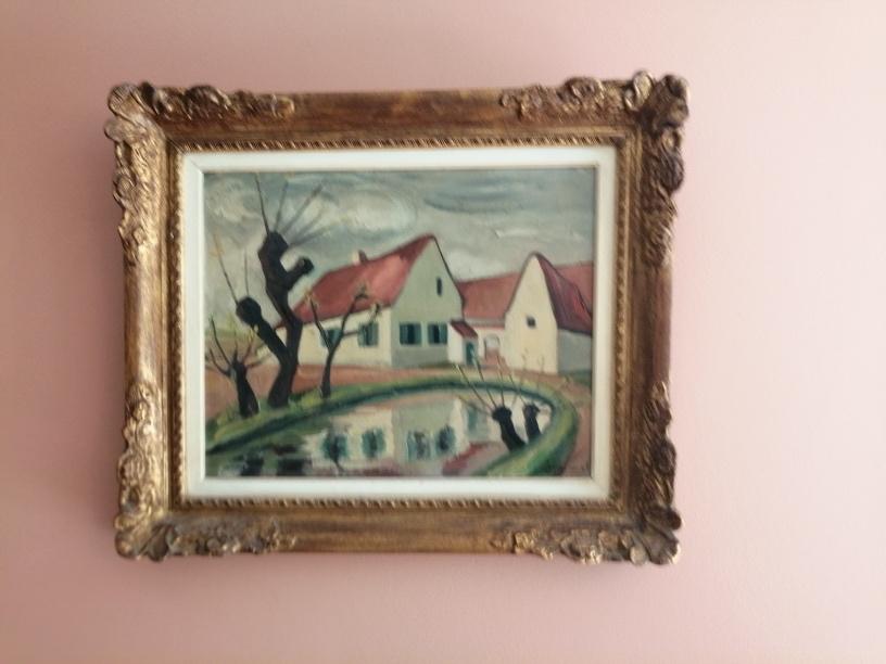 Hoeve met vijver (Hoogte 43cm---breedte 53cm) A.Marivoet, Antiek en Kunst, Ophalen of Verzenden