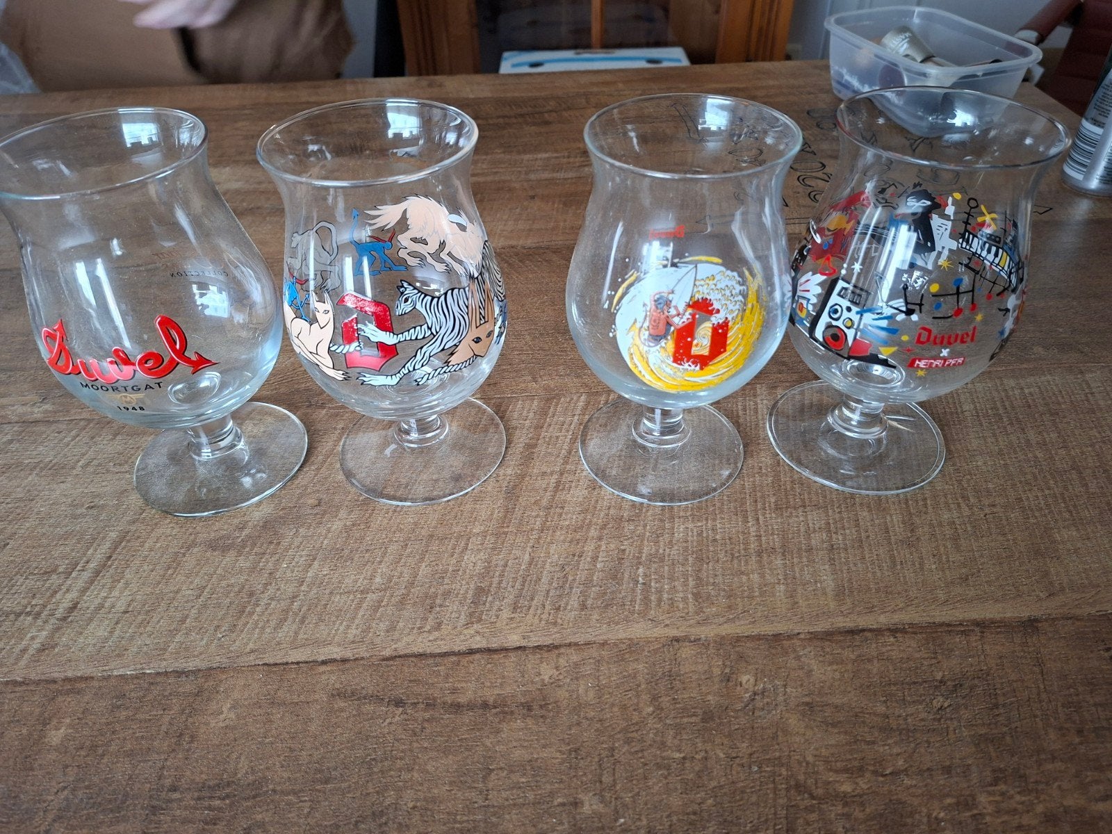 4 Speciale Duvel glazen, Verzamelen, Ophalen, Nieuw, Bierglas