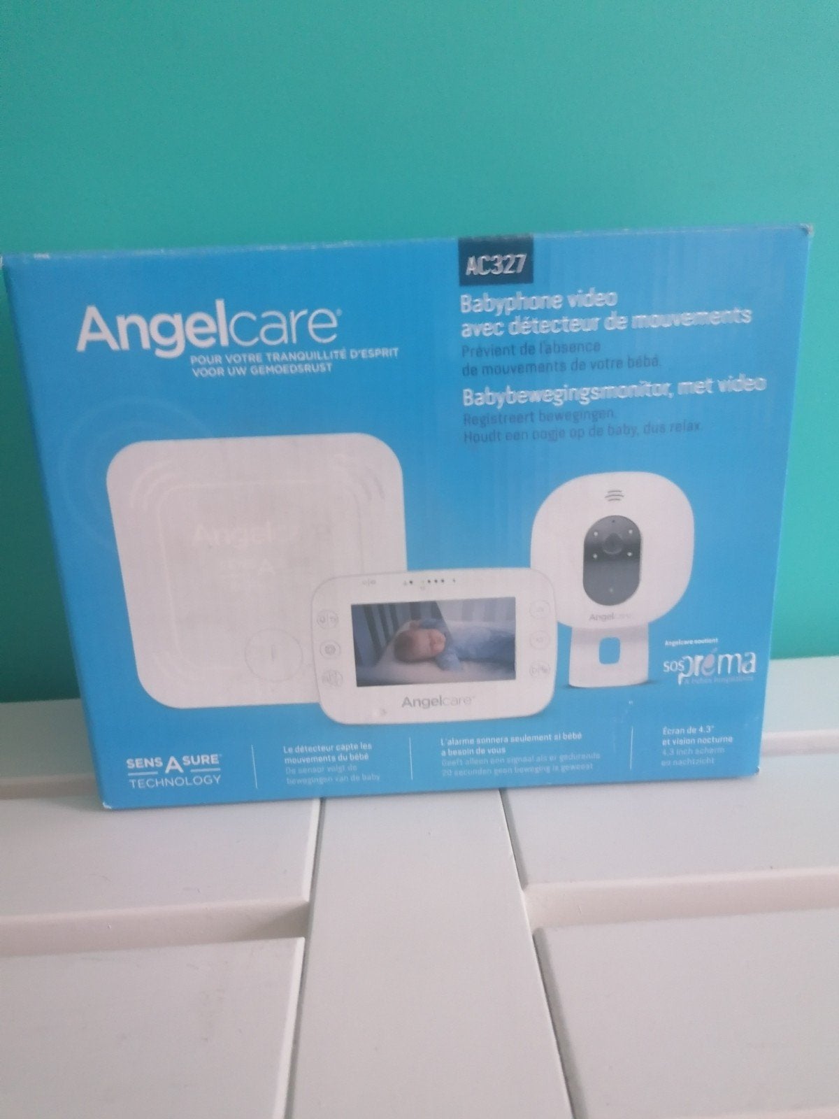 Babyphone video AngelCare AC327 met babybewegings melder, Ophalen of Verzenden, Bewegingsdetectiesensor, Gebruikt, Bedraad