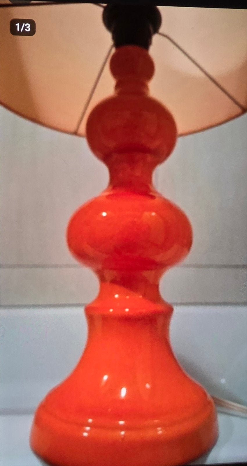 Grote Vintage Space Age Keramiek Lamp-warm oranje, Huis en Inrichting, Ophalen of Verzenden