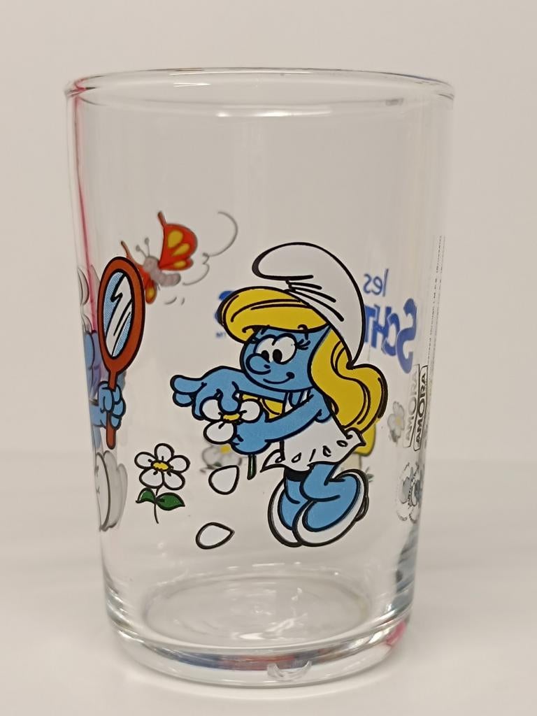 Smurfen Smurfin & Hippe Smurf Peyo Amora 2010 glas, Collections, Schtroumpfs, Enlèvement ou Envoi, Schtroumpfette