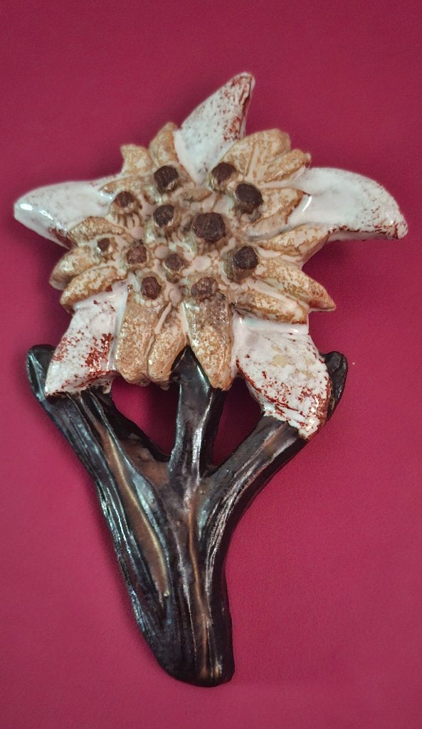 Vintage keramieken bloem - Edelweiss - wandsculptuur, Ophalen of Verzenden