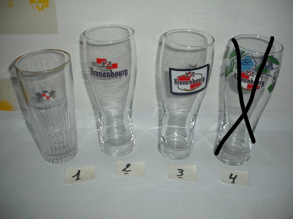 Kronenbourg bierglazen, 18 stuks voor € 4,00, Enlèvement ou Envoi, Comme neuf, Verre ou Verres, Autres marques