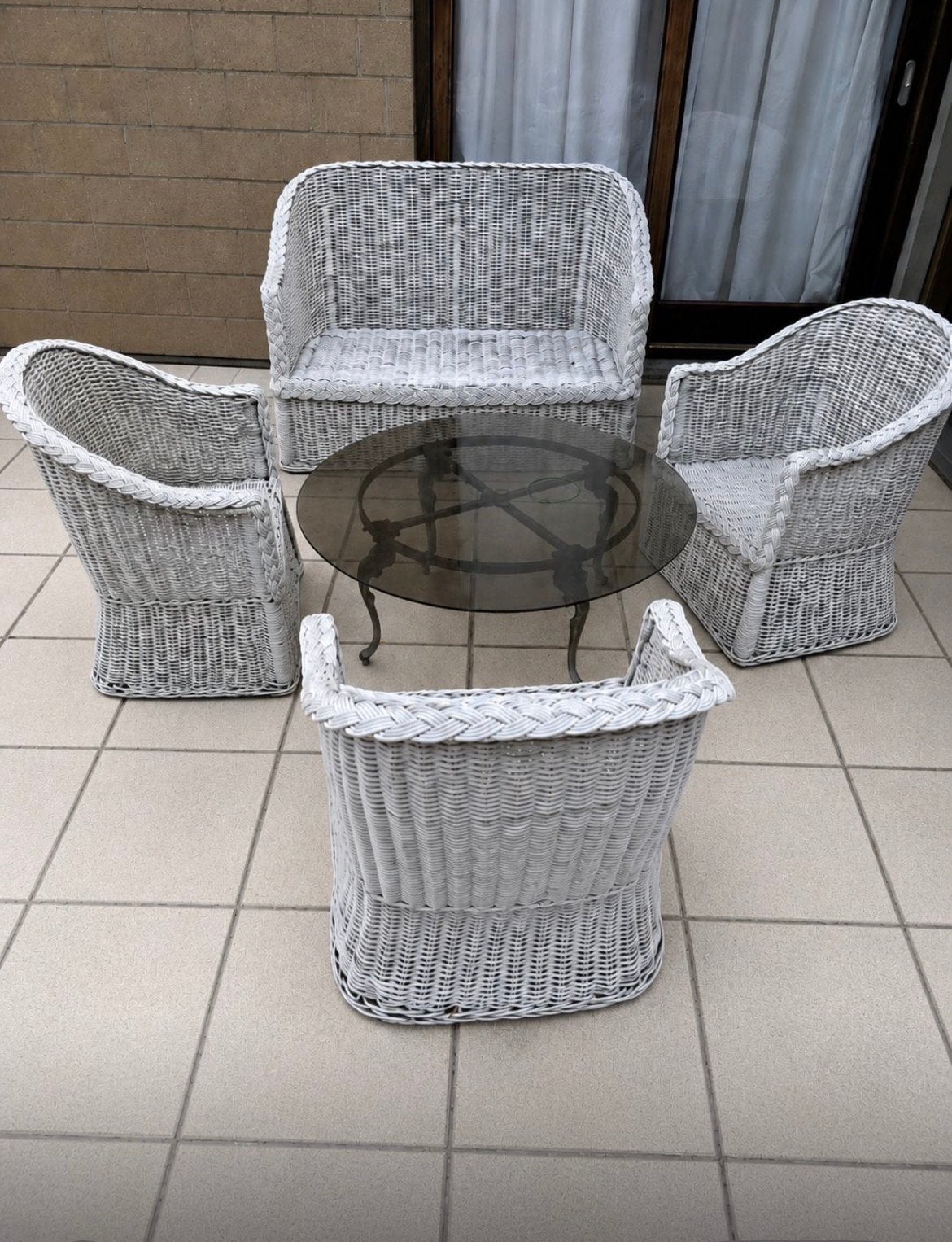 Rieten tuinset vintage goede staat, Tuin en Terras, Ophalen, Zo goed als nieuw, Tuinset