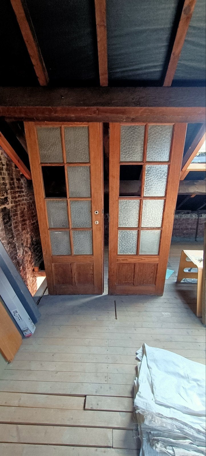 dubbele deur, te restaureren, Gebruikt, Overige typen, 150 tot 225 cm, Inclusief glas