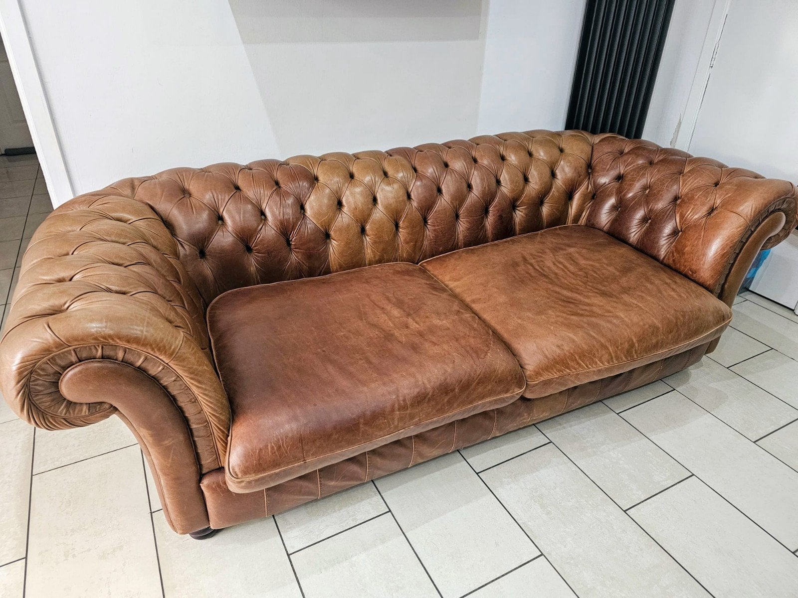 Chesterfield, Maison & Meubles, Enlèvement, Utilisé, Trois personnes, Cuir