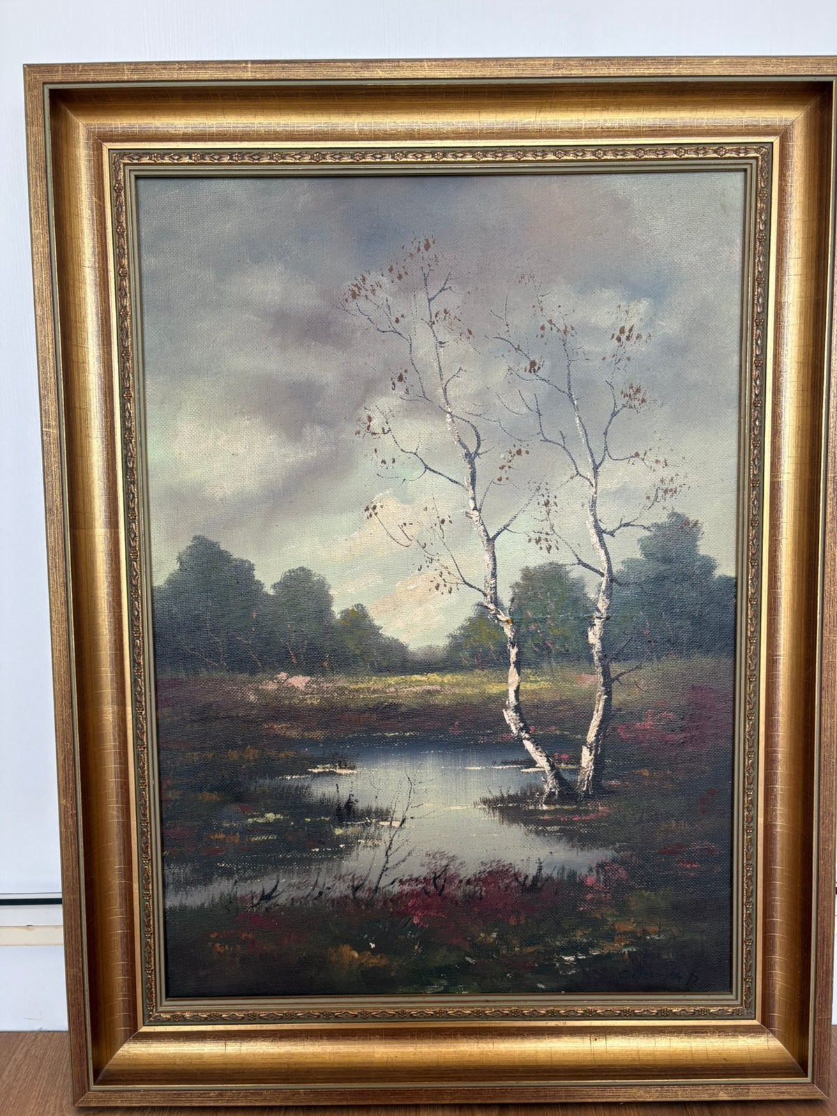 Klassiek olieverfschilderij 'Heidelandschap met berken', Ophalen, Klassiek, Doek