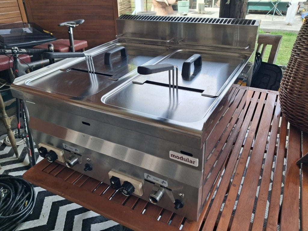Professionele Modular gasfriteuse 2  8L propaan, Ophalen, Gebruikt, Fornuis, Frituur en Grillen