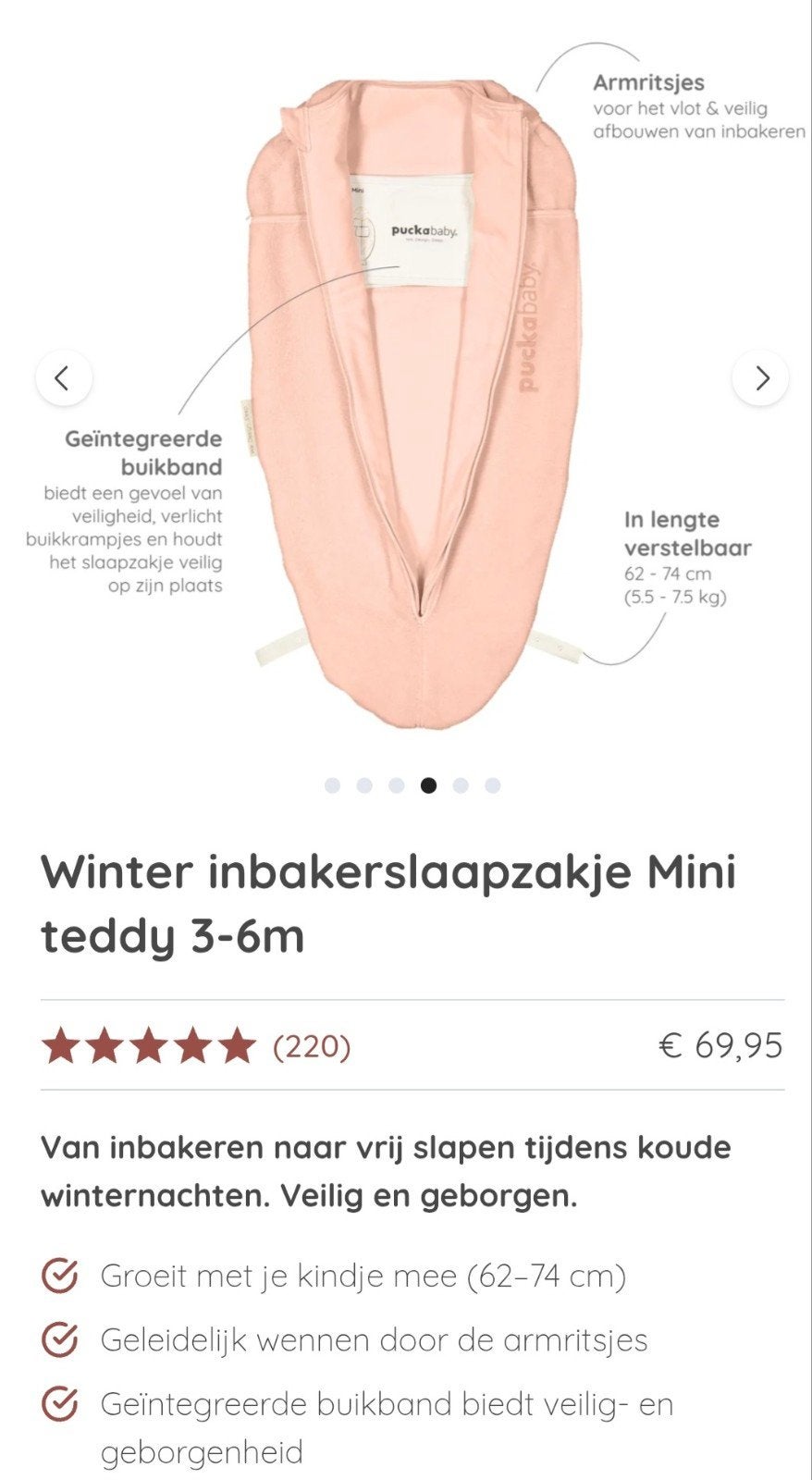 Puckababy slaapzak mini 3-6 maanden, Kinderen en Baby's, Ophalen, Slaapzak, Puckababy