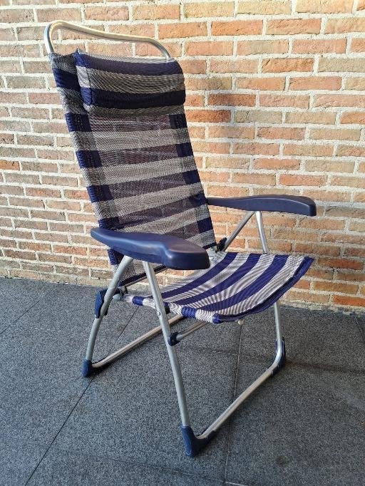 4 mooie kampeerstoelen blauw /wit, Caravans en Kamperen, Ophalen, Gebruikt, Campingstoel