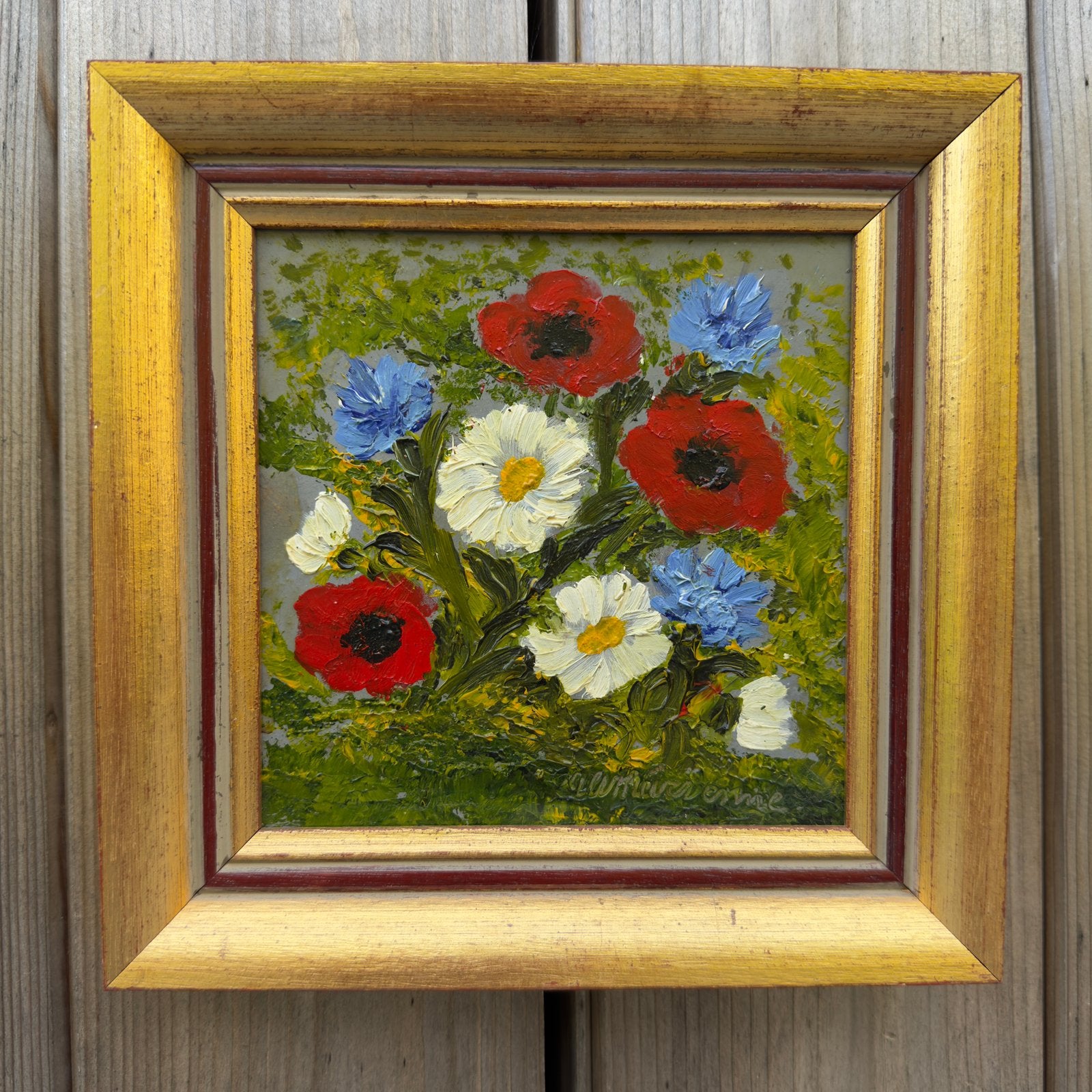 Origineel olieverfschilderij op paneel – bloemen, Antiek en Kunst, Bloemen, Paneel, Ophalen of Verzenden, Olieverf
