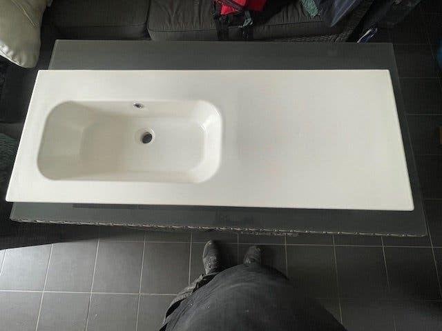 Wastafel inbouw "Detremmerie" mat wit 121 x 45 x 2 ! NIEUW, Bricolage & Construction, Enlèvement, Neuf, Lavabo