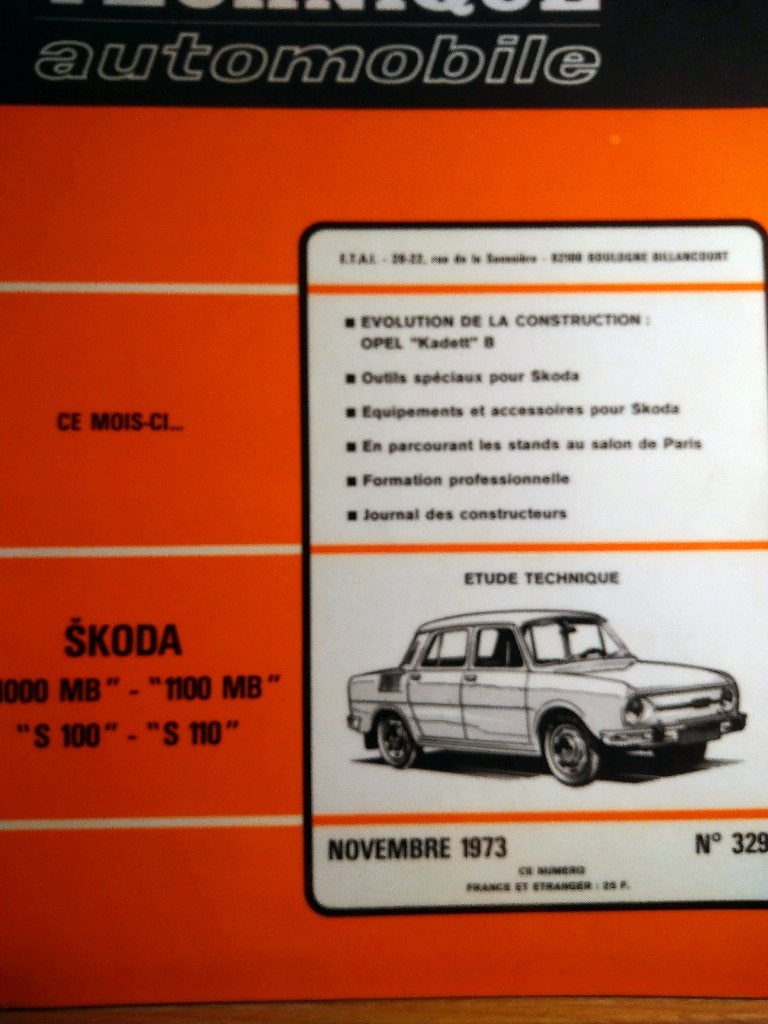 RTA 329 - Skoda 1000 1100 - novembre 1973, Ophalen of Verzenden