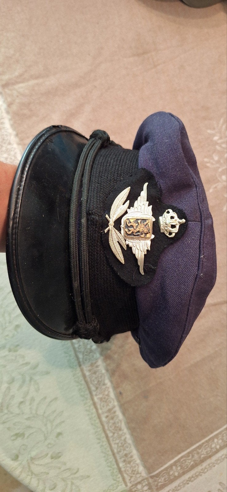 Casquette d'officier Force Aérienne Belge ABL 1981 - Marque, Enlèvement ou Envoi, Porté, Preta, Casquette
