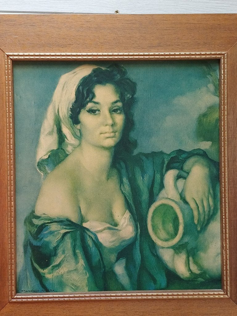 Tableau vintage - Portrait de Gitane par Francisco Ribera, Antiquités & Art, Art | Peinture | Classique, Portrait ou Personnes