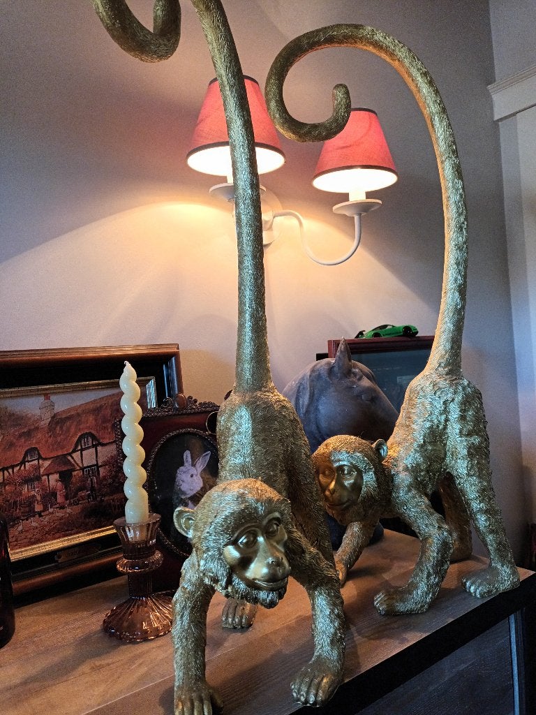 Beelden 2 gouden apen , groot 68cm , nieuwstaat, Ophalen of Verzenden, Nieuw, Overige typen