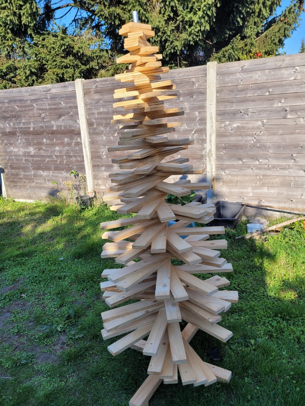 Kerstboom handgemaakt met standaard, Ophalen, Decoratieobject, 175 cm, Zo goed als nieuw