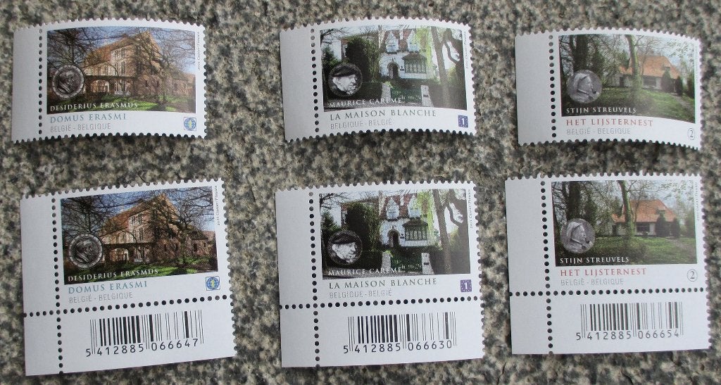6 postzegels schrijvershuizen, Postzegels en Munten, Frankeerzegel, Ophalen of Verzenden, Zonder stempel, Postfris