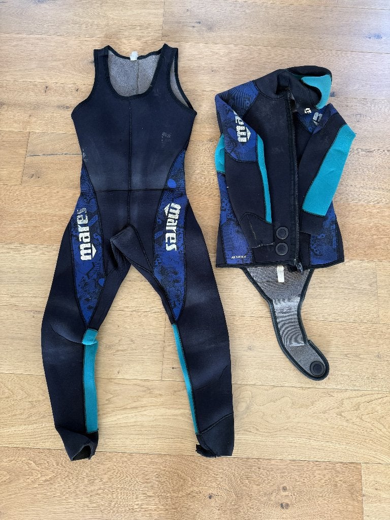 Mares Antarctica tweedelig duikpak met kap – neopreen, Watersport en Boten, Ophalen, Gebruikt, Duikpak