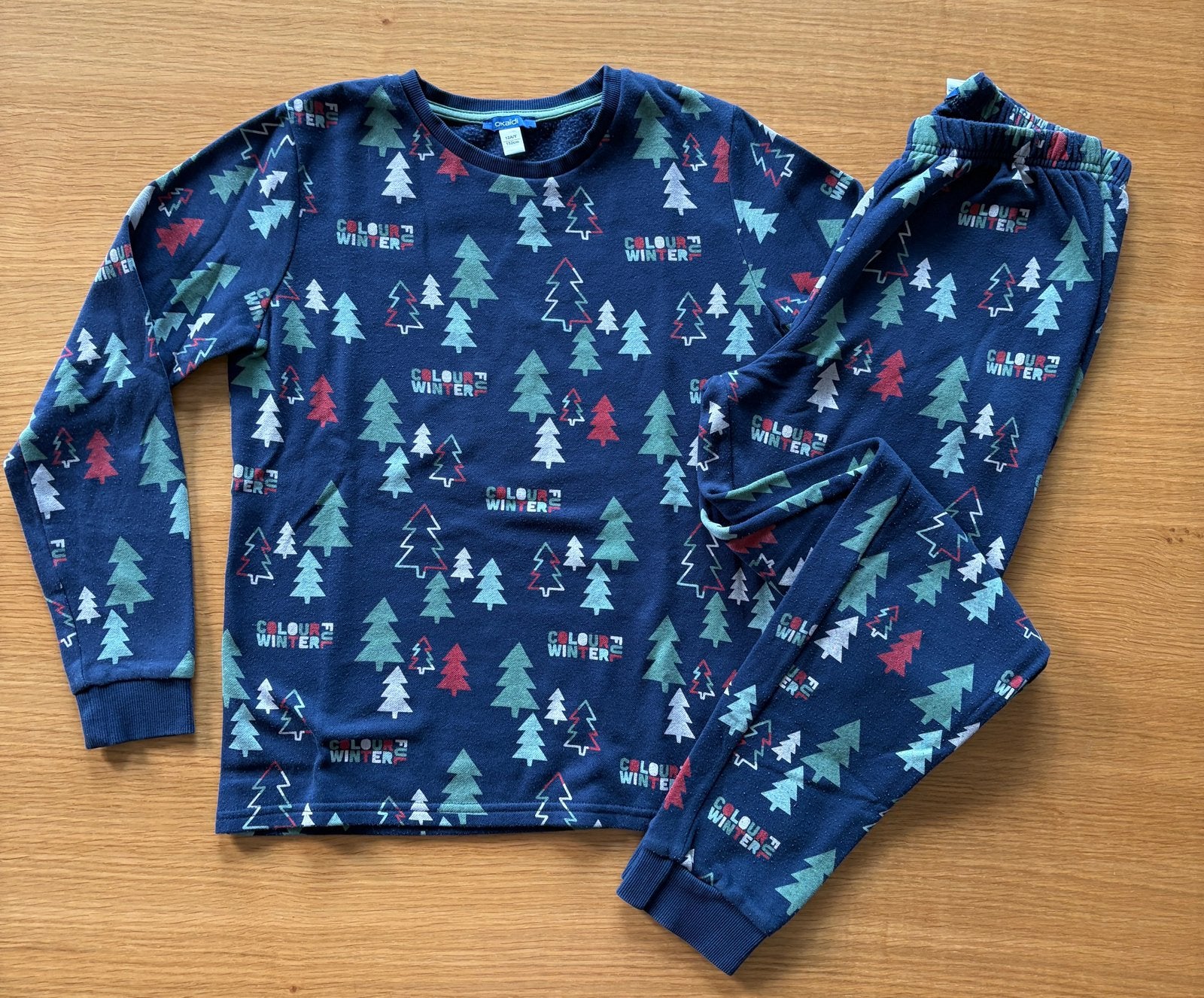 Pyjama bleu marine Sapin OKAÏDI - 12 ans - 7€, Enlèvement ou Envoi, Utilisé, Garçon, Vêtements de nuit ou Sous-vêtements