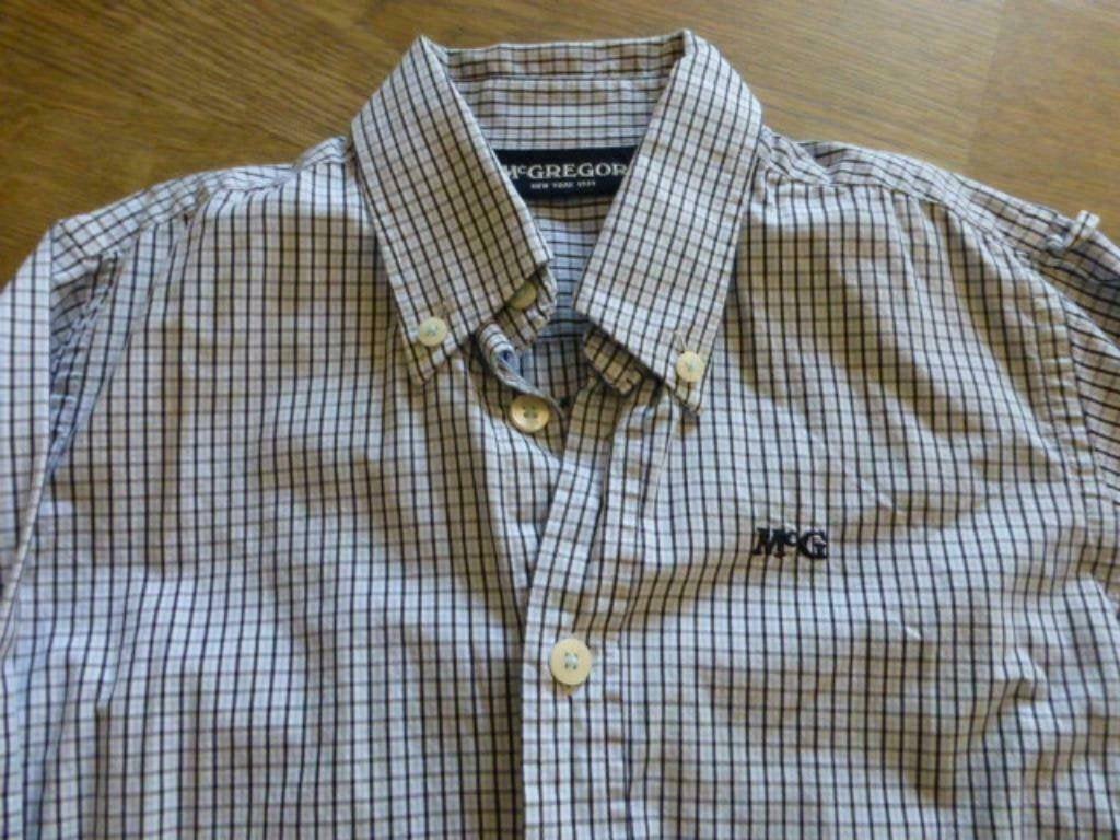 blauw met wit hemd McGregor maat 128, Kinderen en Baby's, McGregor, Overhemd of Blouse, Ophalen of Verzenden, Zo goed als nieuw