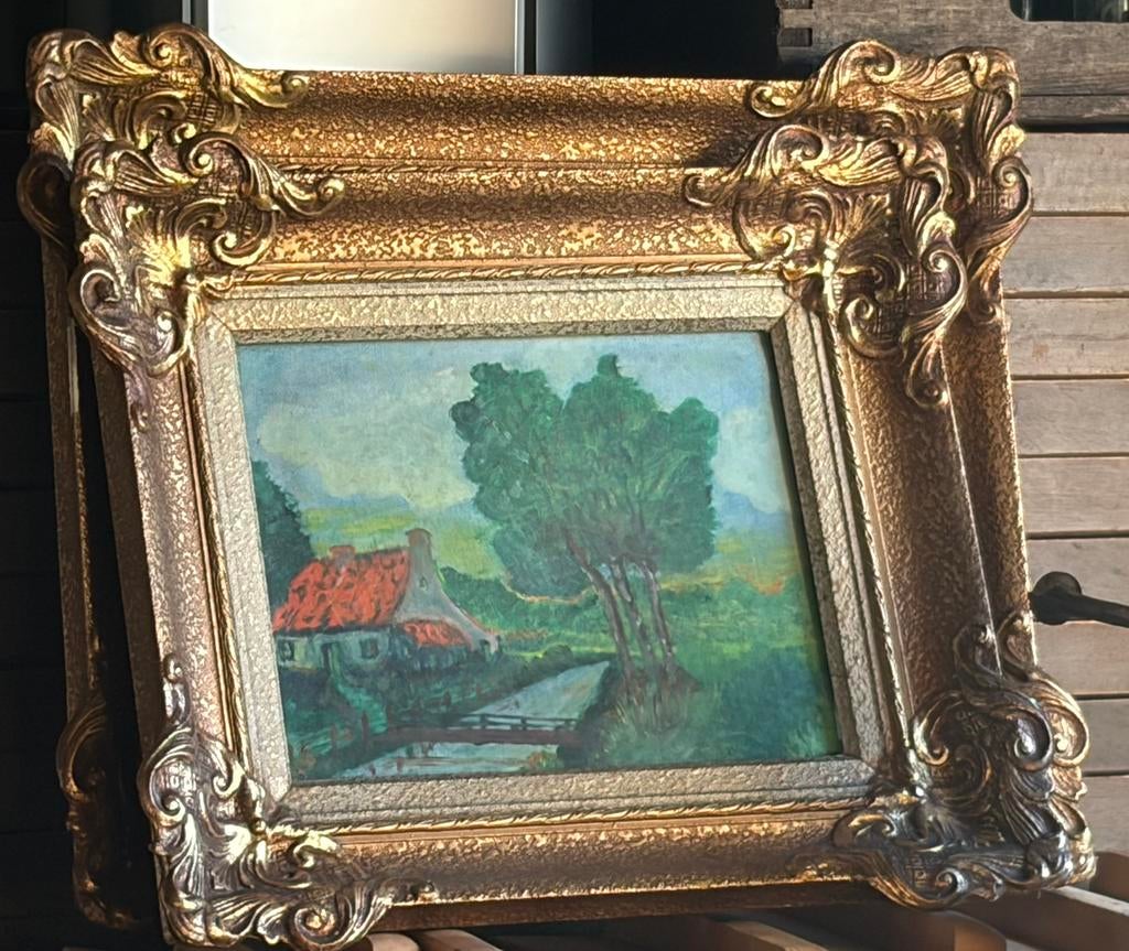 2 authentieke schilderijtjes, vooral mooie kaders, Antiek en Kunst, Ophalen