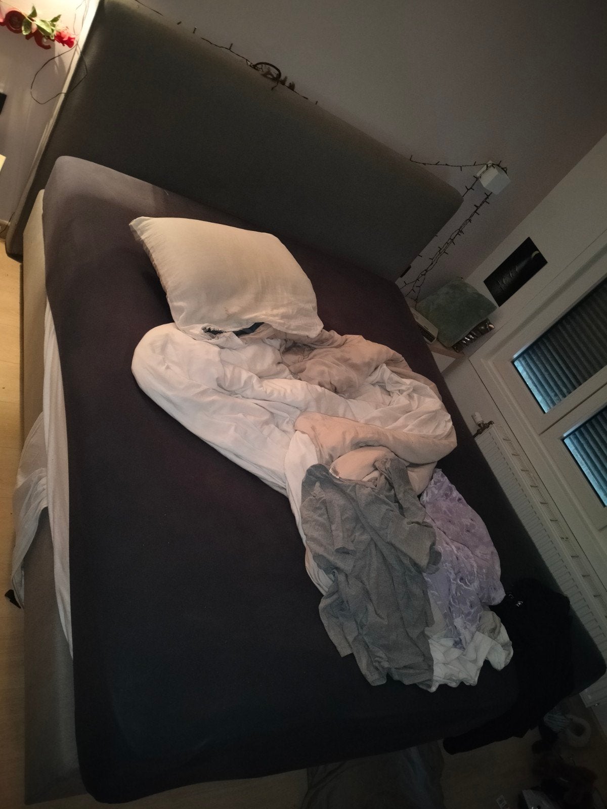 Sommier, 2 m x 2 m 20, gris, avec matelas, Enlèvement, Gris