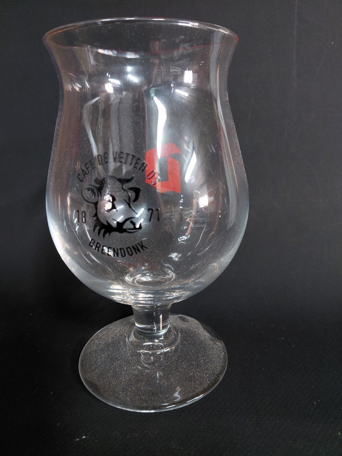 Duvel Café  de vetten os, Verzamelen, Glas en Drinkglazen, Ophalen of Verzenden